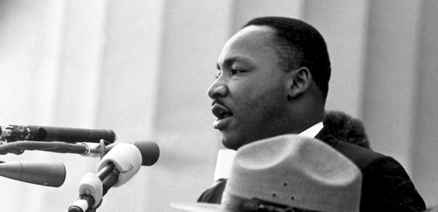 A photo of Martin Luther King Jr. speaking