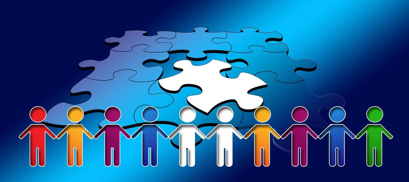 clipart people holding hands with puzzle piece in background ASCD, ISTE merge