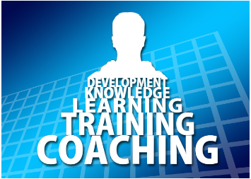 graphic with words: knowledge, learning, training, coaching for video for professional development article