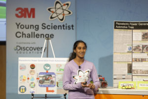 Asvini Thivakaran giving her presentation at the 3M Young Scientist Challenge 2022