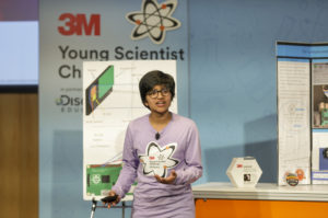 Harini Venkatash presenting his project at the 3M Young Scientist Challenge 2022. (Photo by Discovery Education.)
