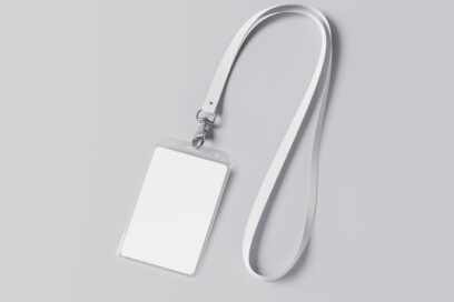 plain white badge on lanyard for article on school safety