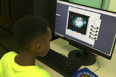 A student participant in a Timothy Smith Network program in Boston processes a MicroObservatory image of the Lagoon Nebula. (Smithsonian Astrophysical Observatory)