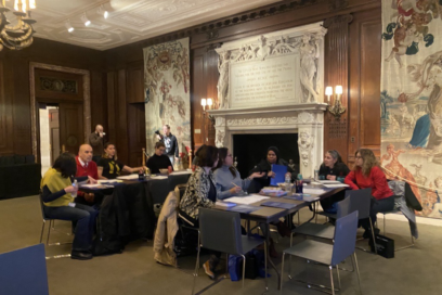 A group of teachers participate in an educator engagement workshop with the National Museum of the American Latino and the New York Public Library. Courtesy of the National Museum of the American Latino. 