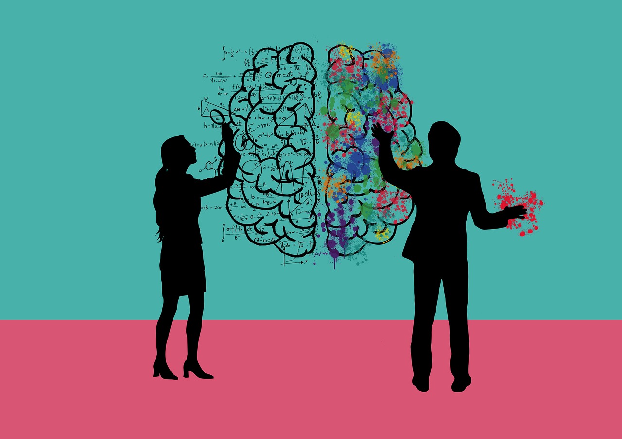 An illustration of two people and a brain