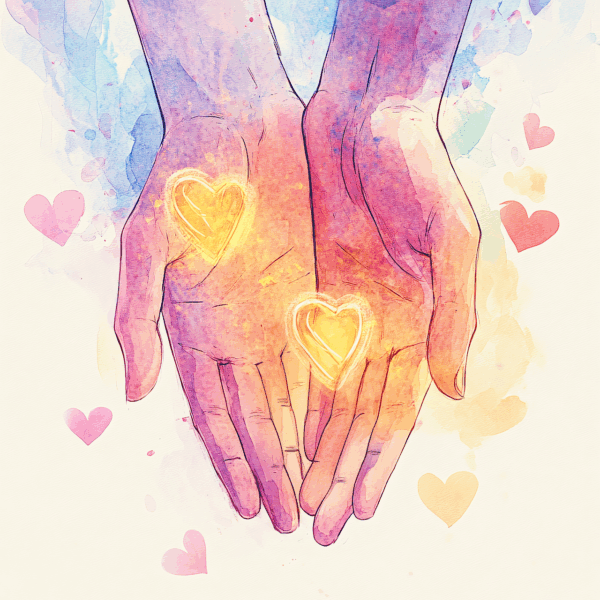 A watercolor illustration of hands