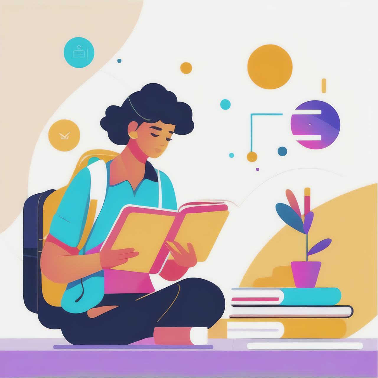 Illustration of student reading