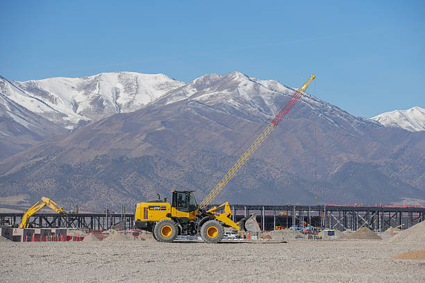 Crane on site of future data center in Eagle Mountain, Utah