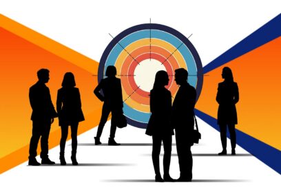 Silhouetted images of people in front of a multicolor target. Image used for SmartBrief Original titled: Leading B2B data enrichment providers driving better conversions