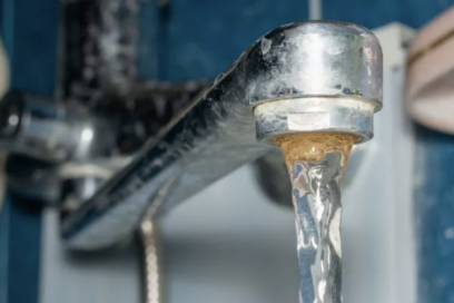 Water flowing from a faucet