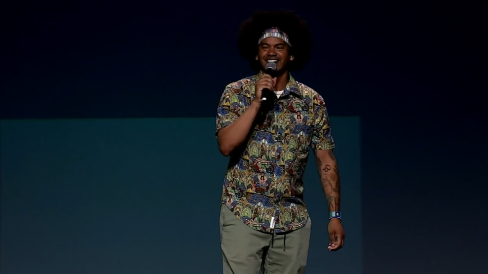 Mychal Threets on stage at ISTELive 26.