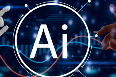 Illustration representing AI in financial services marketing with digital data visualization.