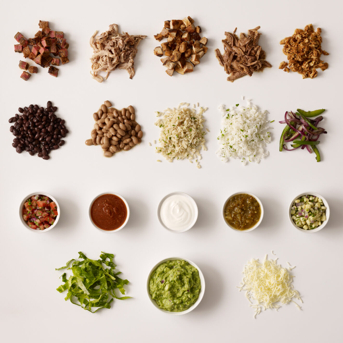 Food ingredients on a white background