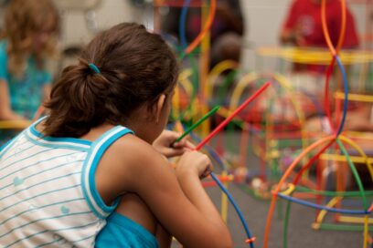 A student building a model.
