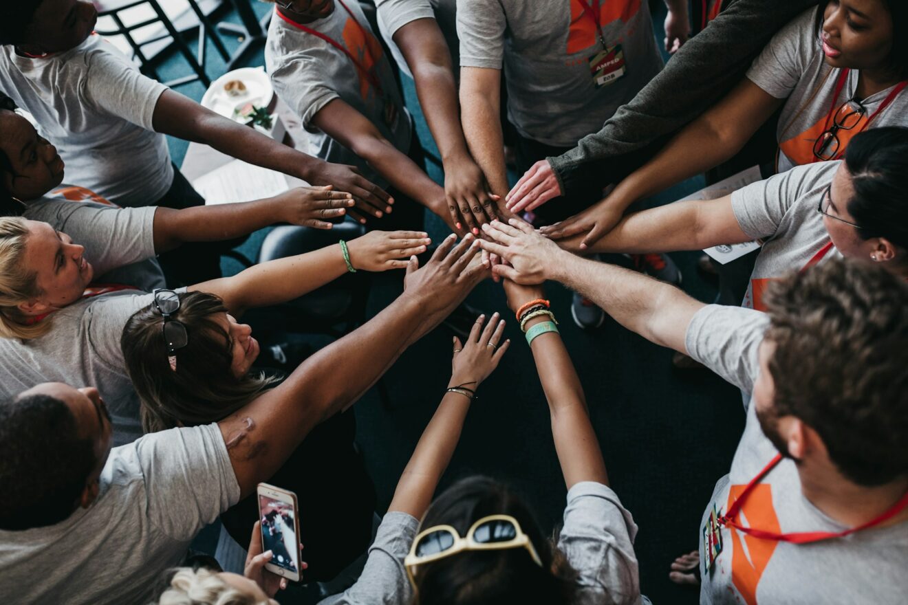 Huddle as part of a team building activity