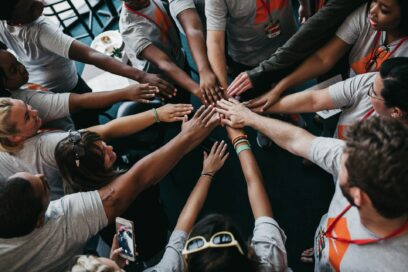 Huddle as part of a team building activity